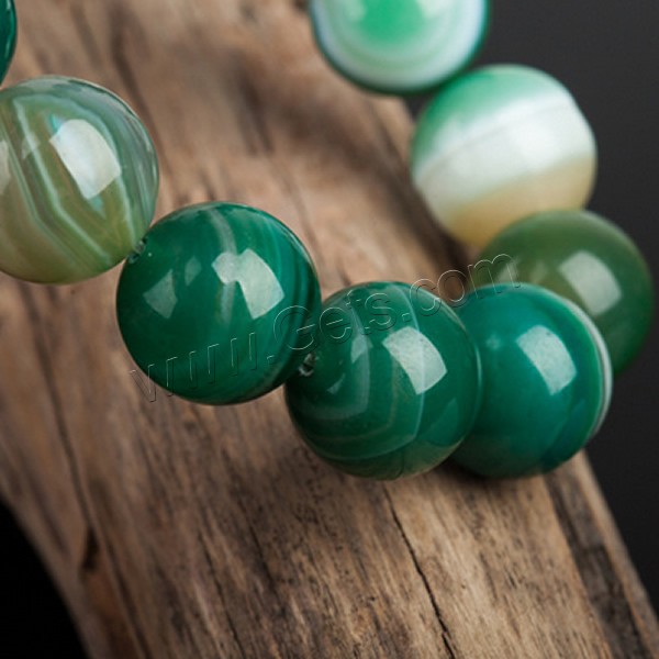 Natürliche Streifen Achat Perlen, rund, verschiedene Größen vorhanden, grün, Bohrung:ca. 1mm, Länge:ca. 15.5 ZollInch, verkauft von Strang