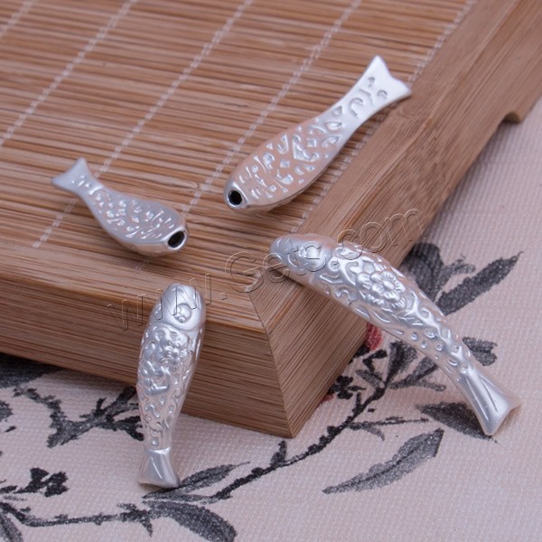 Sterling Silver Tube Beads, 99% Sterling Silver, Fish, different size for choice, Hole:Approx 1.8mm, Sold By PC