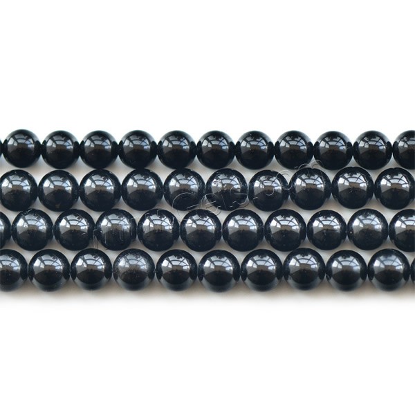 Natürlicher Turmalin Perlen, rund, verschiedene Größen vorhanden, schwarz, Klasse AB, verkauft von Strang