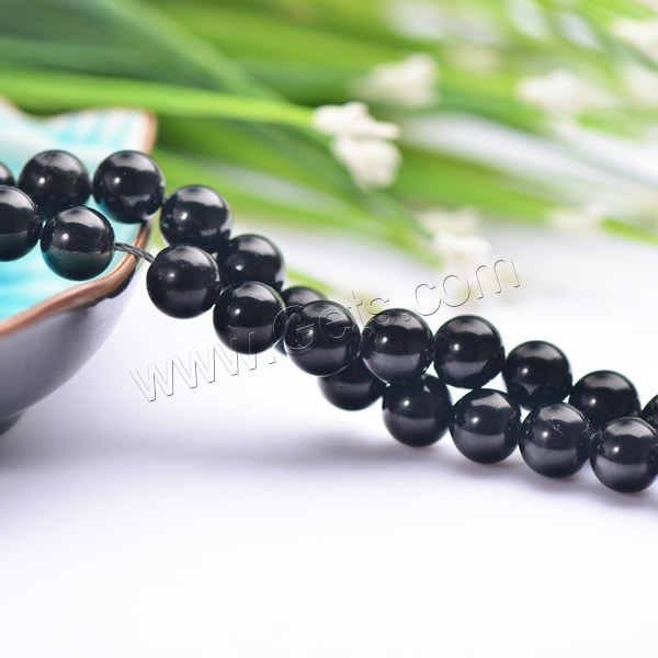 Natural Tourmaline Beads, Round, different size for choice, black, Grade AB, Sold By Strand