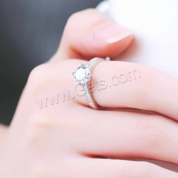Cubic Zirconia anillo de dedo de plata esterlina, plata de ley 925, diverso tamaño para la opción & con circonia cúbica, 7mm, Vendido por UD