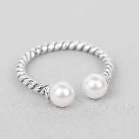Cultured Freshwater Pearl Finger Ring, Thailand Sterling Silver, with Freshwater Pearl, natural, open, 5.20mm, US Ring .5 