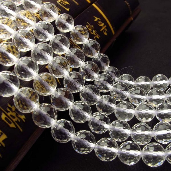 Natürliche klare Quarz Perlen, Klarer Quarz, rund, 128 Seiten & transparent & verschiedene Größen vorhanden & facettierte, Grade AAAAAA, Bohrung:ca. 1mm, Länge:ca. 15.5 ZollInch, verkauft von Strang