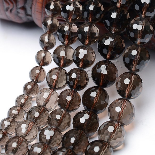 Natural Smoky Quartz Beads, Round, 64-sided & different size for choice & faceted, Grade AAAAA, Hole:Approx 1mm, Length:Approx 15.5 Inch, Sold By Strand