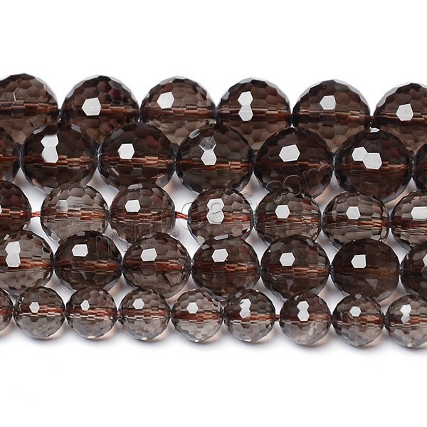 Natural Smoky Quartz Beads, Round, 64-sided & different size for choice & faceted, Grade AAAAA, Hole:Approx 1mm, Length:Approx 15.5 Inch, Sold By Strand