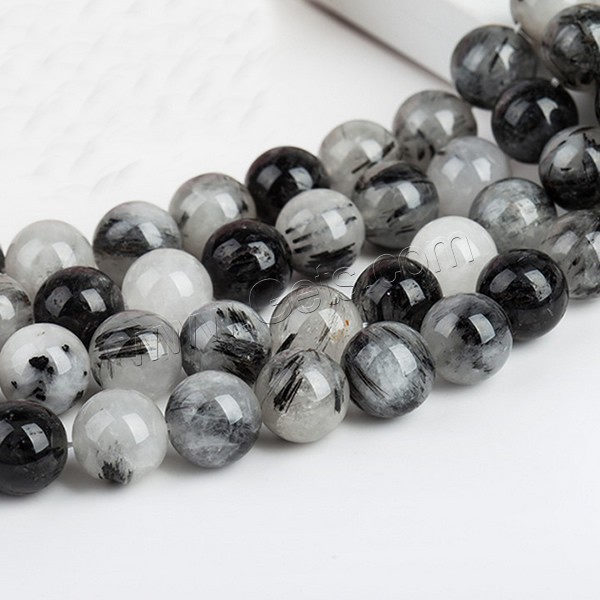 Perles Quartz rutile, Rond, naturel, normes différentes pour le choix, grade AAA, Trou:Environ 1mm, Longueur:Environ 15.5 pouce, Vendu par brin