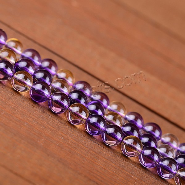 Natural Ametrine Beads, Round, different size for choice, Grade AAAAAA, Hole:Approx 1mm, Length:Approx 15.5 Inch, Sold By Strand