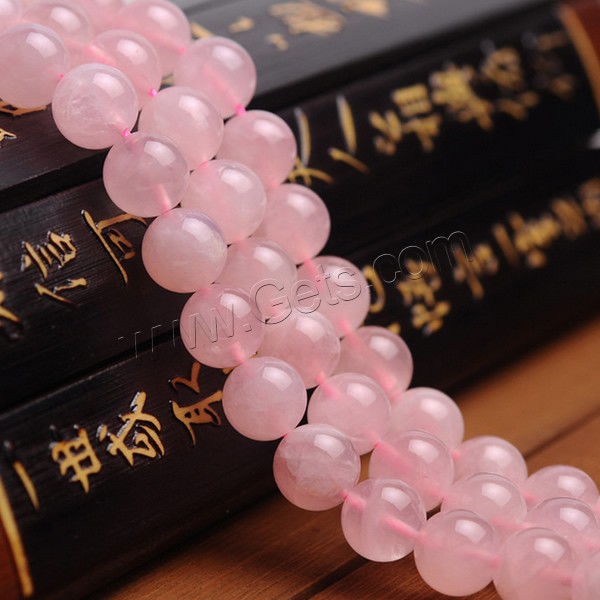 Natürliche Rosenquarz Perlen, rund, verschiedene Größen vorhanden, Bohrung:ca. 1mm, Länge:ca. 15.5 ZollInch, verkauft von Strang