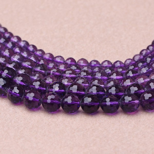 Natural Amethyst Beads, Quartz, Round, 128-sided & different size for choice & faceted, Grade AAAAAA, Hole:Approx 1mm, Length:Approx 15.5 Inch, Sold By Strand