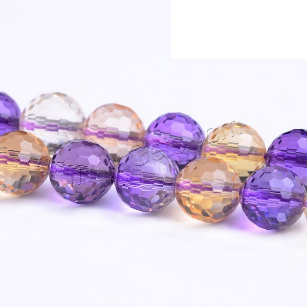 Natural Ametrine Beads, Round, 128-sided & different size for choice & faceted, Hole:Approx 1mm, Length:Approx 15.5 Inch, Sold By Strand