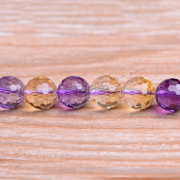 Natural Ametrine Beads, Round, 128-sided & different size for choice & faceted, Hole:Approx 1mm, Length:Approx 15.5 Inch, Sold By Strand