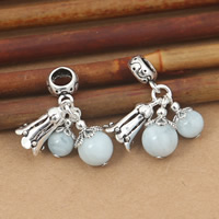 Thailand Sterling Silver European Pendant, with Amazonite, natural 8mm Approx 5mm 