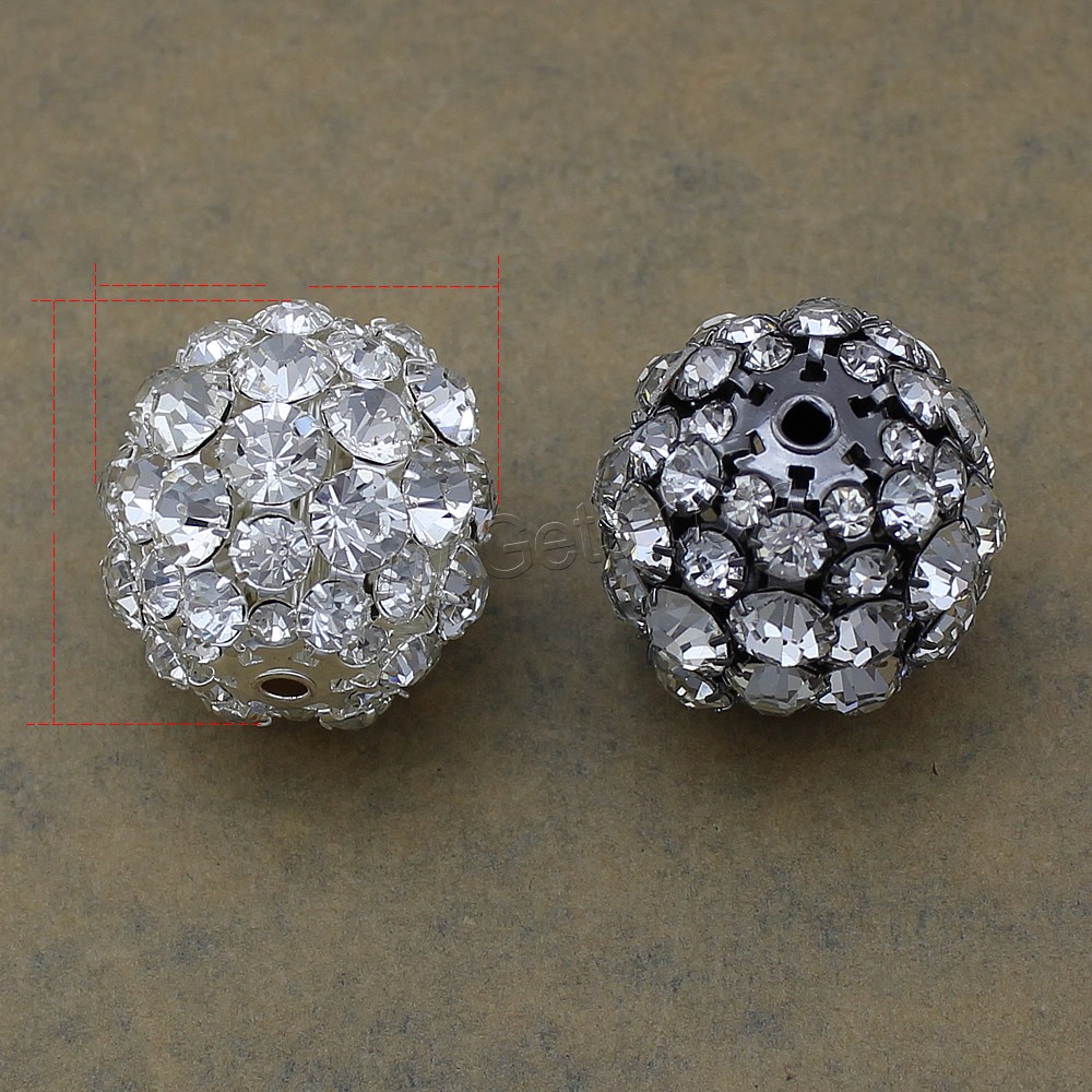 Bola Rhinestone Spacer, metal, Esférico, chapado, diverso tamaño para la opción & con diamantes de imitación, más colores para la opción, Vendido por UD
