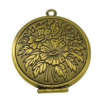 Brass Locket Pendants, Flat Round, antique bronze color plated Approx 2mm, Inner Approx 19mm 