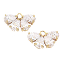 Cubic Zirconia Brass Pendants, Butterfly, plated, with cubic zirconia Approx 1.5mm 