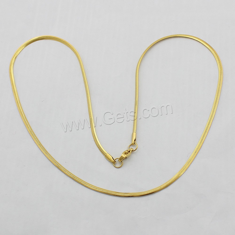 Мода нержавеющей стали ожерелье цепь, нержавеющая сталь, плакирован золотом, различной длины для выбора & Елочка цепь, 2mm, продается Strand