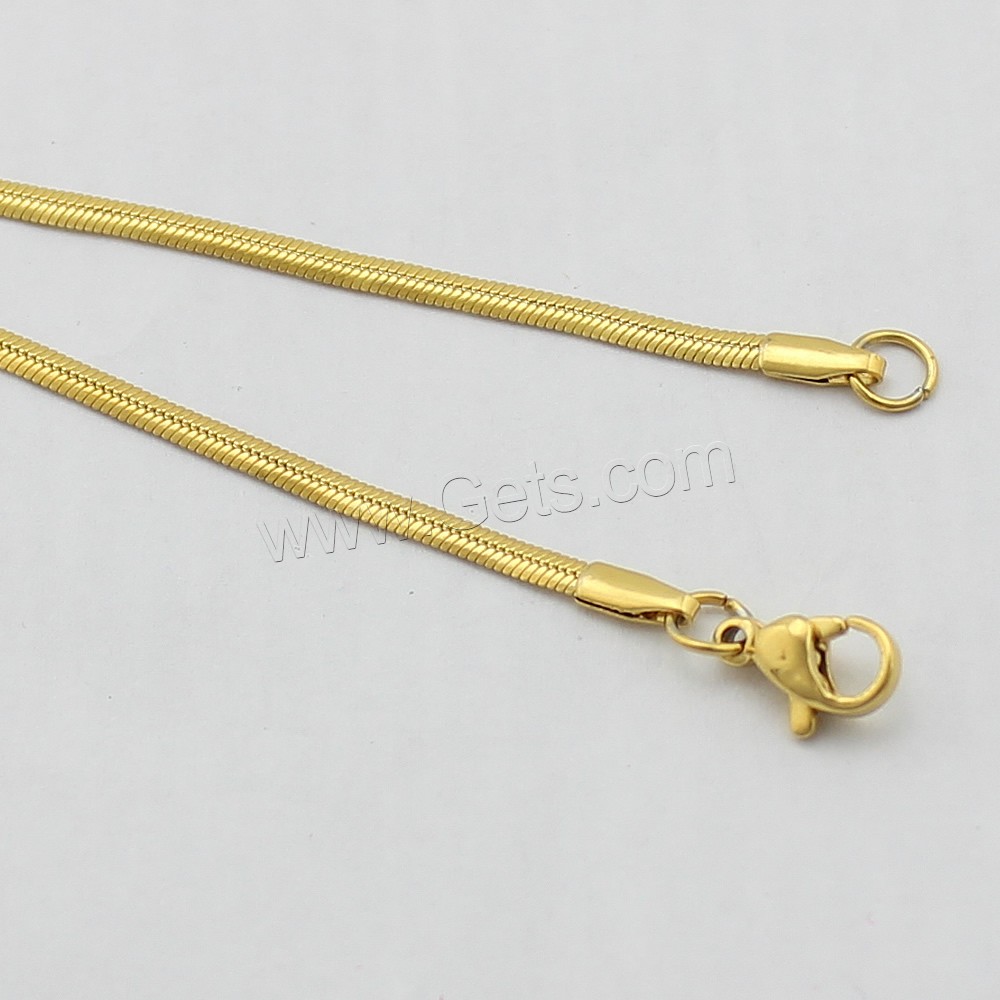 Cadena del collar de acero inoxidable, chapado en color dorado, longitud diferente para la opción & cadena de la raspa de arenque, 2mm, Vendido por Sarta