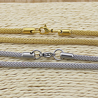 Halskette, Edelstahl, plattiert, Maschen-Kette, keine, 4mm, Länge:ca. 17.5 ZollInch, verkauft von Strang
