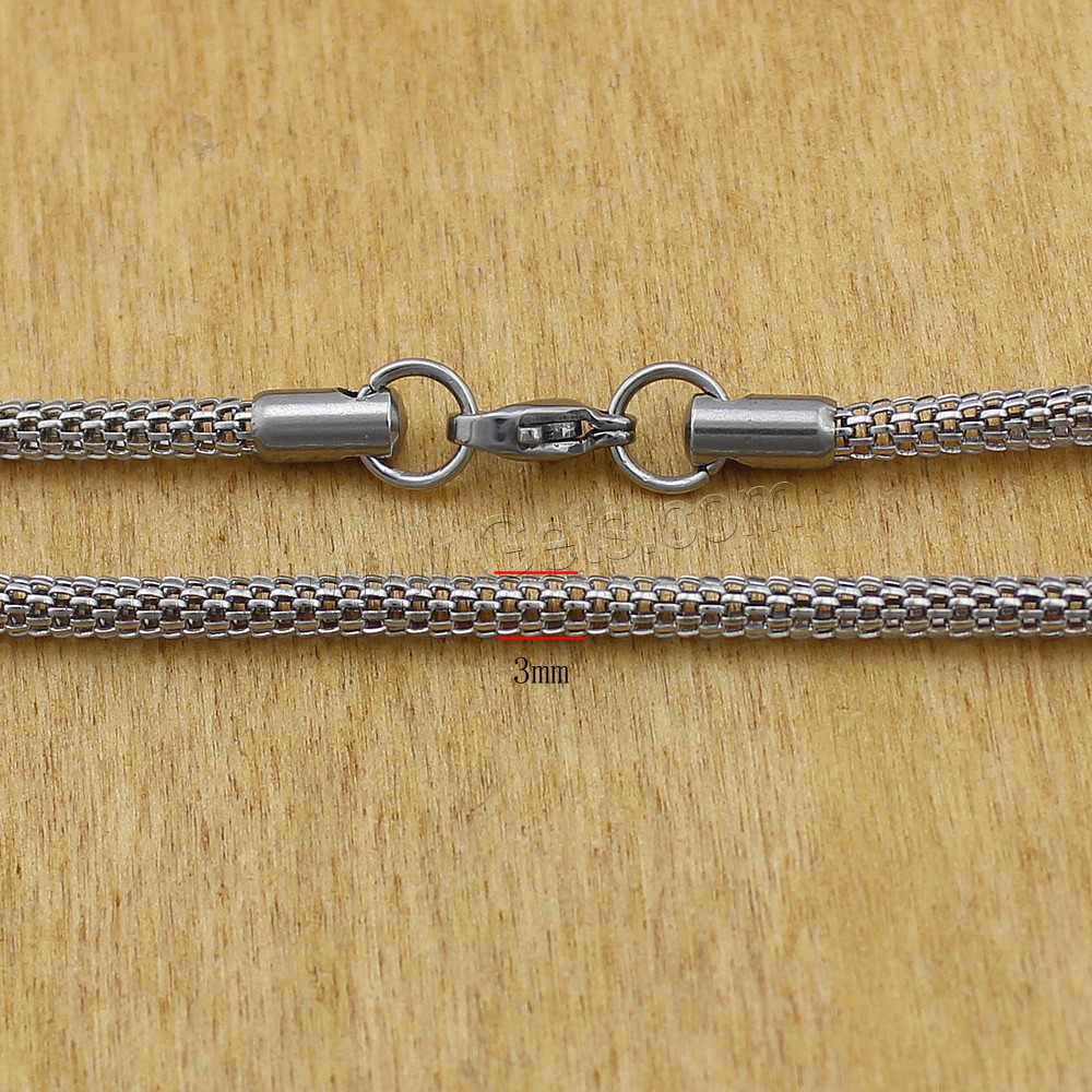 Stainless Steel Chain Necklace, different length for choice & lantern chain, original color, 3mm, Sold By Strand