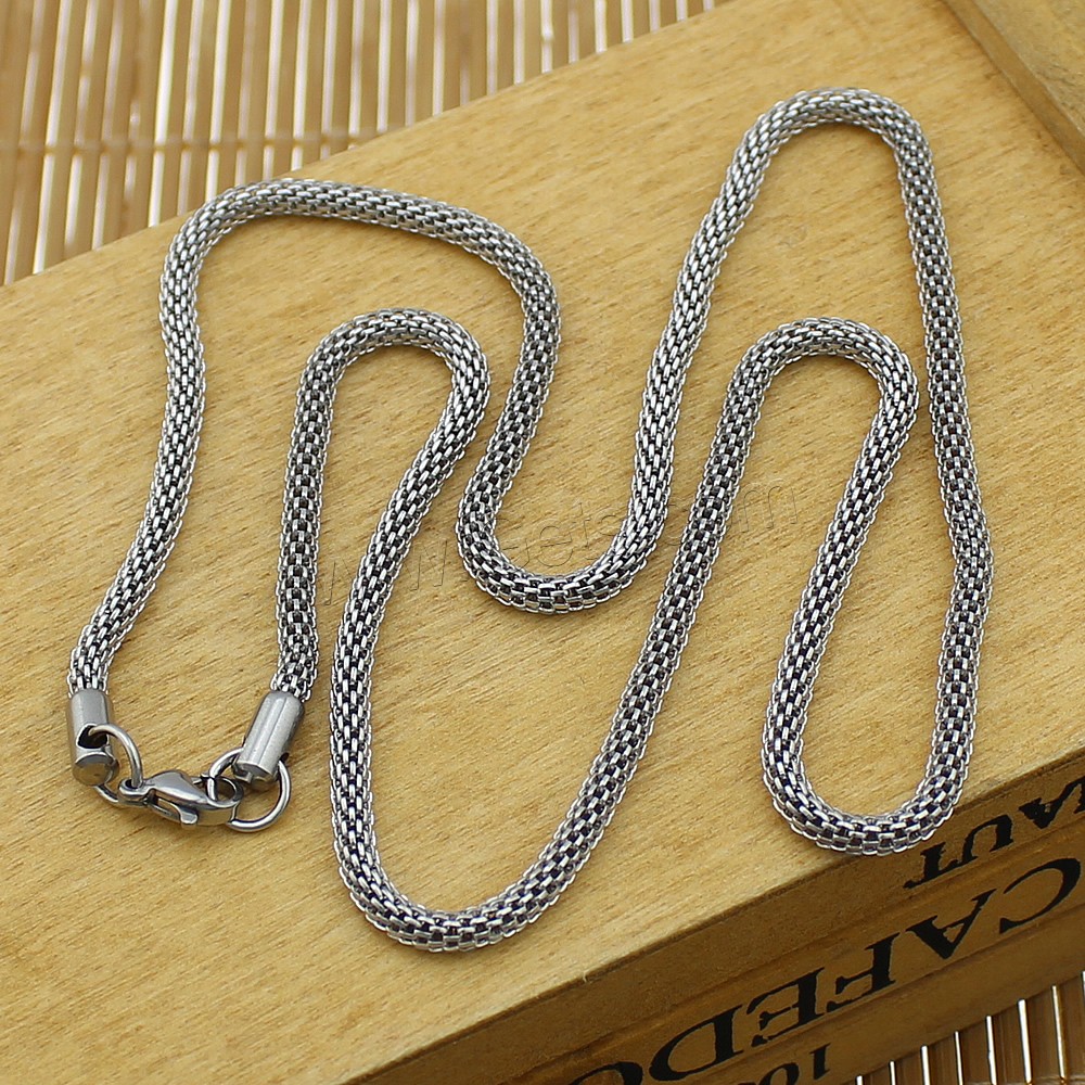 Stainless Steel Chain Necklace, different length for choice & lantern chain, original color, 3mm, Sold By Strand