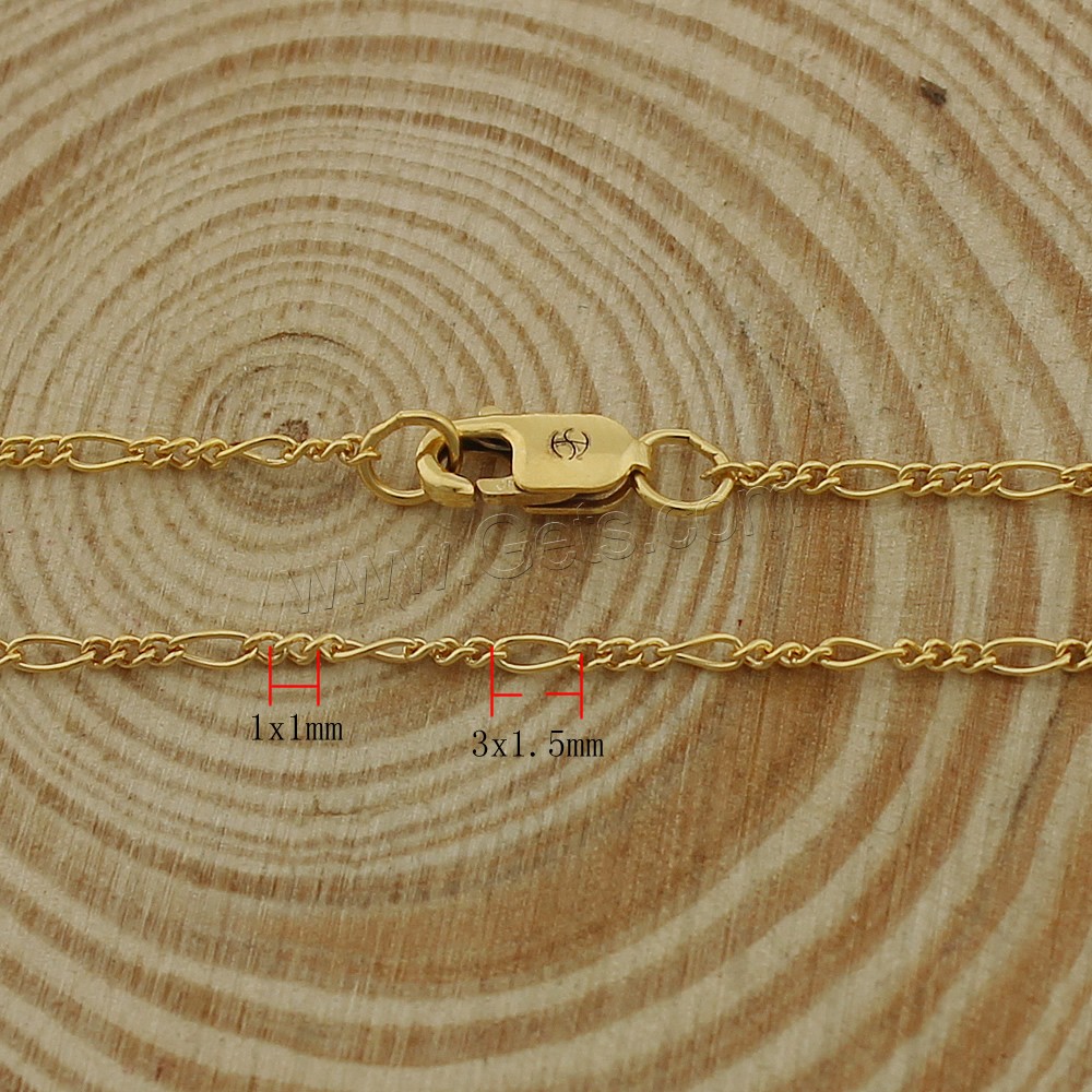Медно-золото цепочка для ожерелья, 14K золото заполненные & различной длины для выбора & Фигаро цепочка, 3x1.5mm, 1x1mm, продается Strand