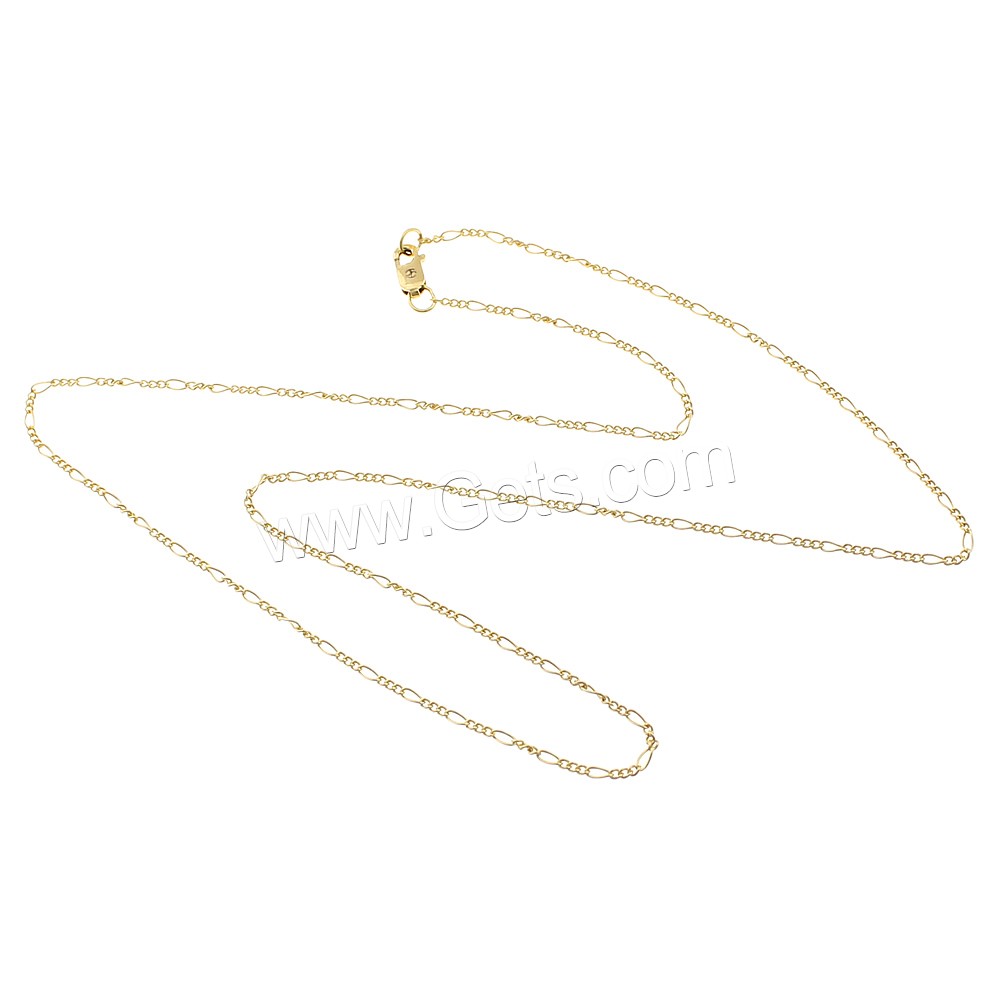 Gold Filled Necklace Chain, 14K gold-filled & different length for choice & figaro chain, 3x1.5mm, 1x1mm, Sold By Strand
