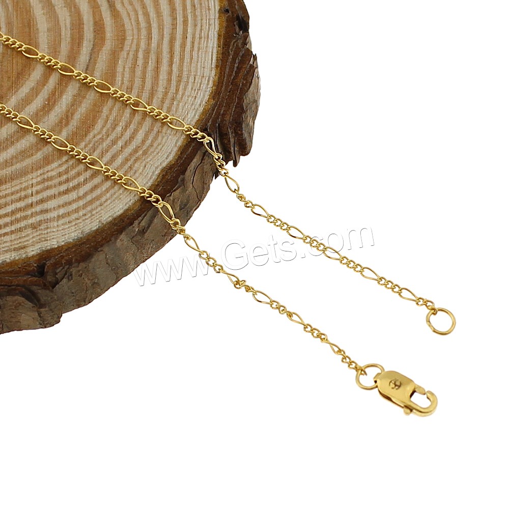 Gold Filled Necklace Chain, 14K gold-filled & different length for choice & figaro chain, 3x1.5mm, 1x1mm, Sold By Strand