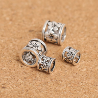 Thailand Sterling Silver Beads, Column & hollow 