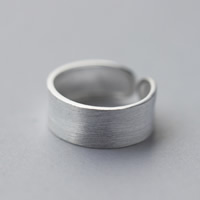 925 Sterling Silver Cuff Finger Ring, brushed, 8mm, US Ring 