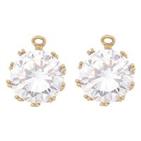 Cubic Zirconia Brass Pendants, Flat Round, plated, with cubic zirconia Approx 1mm 