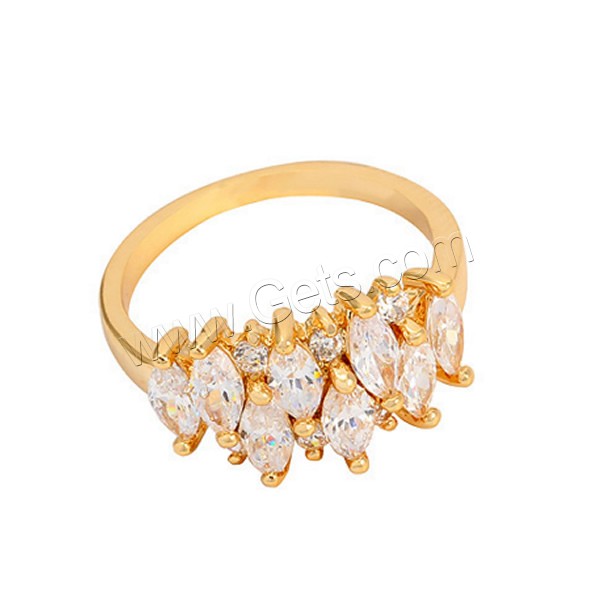 Кубическое цирконовое латунное кольцо, Латунь, плакированный настоящим золотом, разный размер для выбора & с кубическим цирконием, 10mm, продается PC