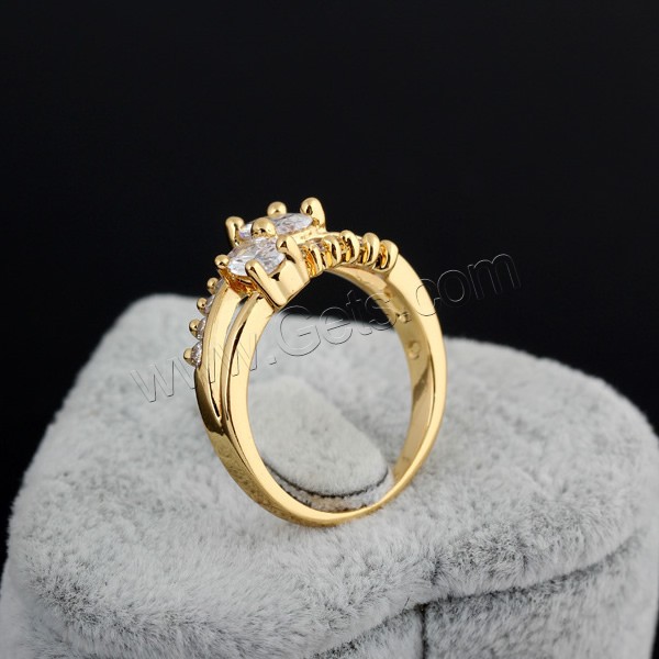 Кубическое цирконовое латунное кольцо, Латунь, плакированный настоящим золотом, разный размер для выбора & с кубическим цирконием, 12mm, продается PC