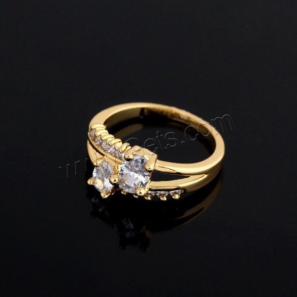 Circón cúbico anillo de dedo de latón, metal, chapado en oro real, diverso tamaño para la opción & con circonia cúbica, 12mm, Vendido por UD