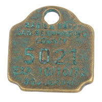 Colgante de la aleación del cinc, aleación de zinc, chapado en color bronce antiguo, Pavonado & con el patrón del número, libre de níquel & cadmio, 18x20x1mm, agujero:aproximado 2mm, Vendido por UD