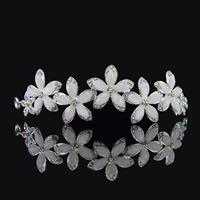 Bridal Tiaras, Zinc Alloy, with Resin, silver color plated, for bridal & colorful plated & faceted & with rhinestone, lead & cadmium free 