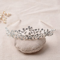 Bridal Hair Band, Zinc Alloy, silver color plated, for bridal & with rhinestone, lead & cadmium free, 130mm 
