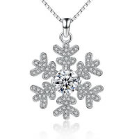 Cubic Zirconia Micro Pave Sterling Silver Pendant, 925 Sterling Silver, Snowflake, micro pave cubic zirconia Approx 3mm 