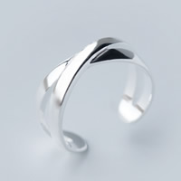 925 Sterling Silver Cuff Finger Ring, 6mm, US Ring 