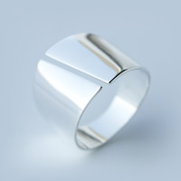 925 Sterling Silver Cuff Finger Ring, 15mm, US Ring 