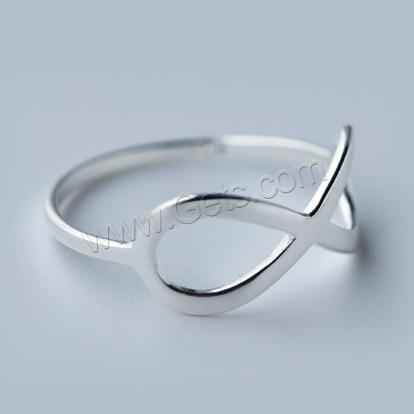 Sterling Silver Finger Ring, 925 Sterling Silver, Infinity, different size for choice, 17x7mm, Sold By PC