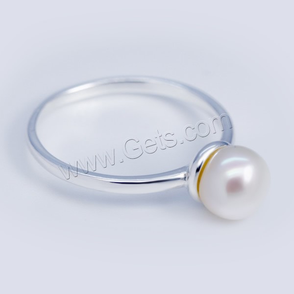 Perle Silber Fingerring, 925 Sterling Silber, mit Natürliche kultivierte Süßwasserperlen, natürlich, verschiedene Größen vorhanden, 7mm, verkauft von PC