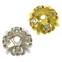 Brass Bead Cap, Flower, plated, micro pave cubic zirconia Approx 1.8mm 