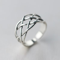 Thailand Sterling Silver Cuff Finger Ring, 9mm, US Ring 
