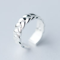925 Sterling Silver Cuff Finger Ring, 5.5mm, US Ring 