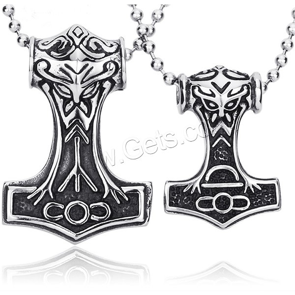 Stainless Steel Thor Hammer Pendant, 316L Stainless Steel, Hammer of Thor, different size for choice & blacken, Hole:Approx 3-5mm, Sold By PC