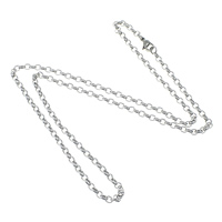 Collar de cadena de acero inoxidable, cadena oval, color original, 4.5x3.5x1.5mm, longitud:aproximado 23 Inch, Vendido por Sarta