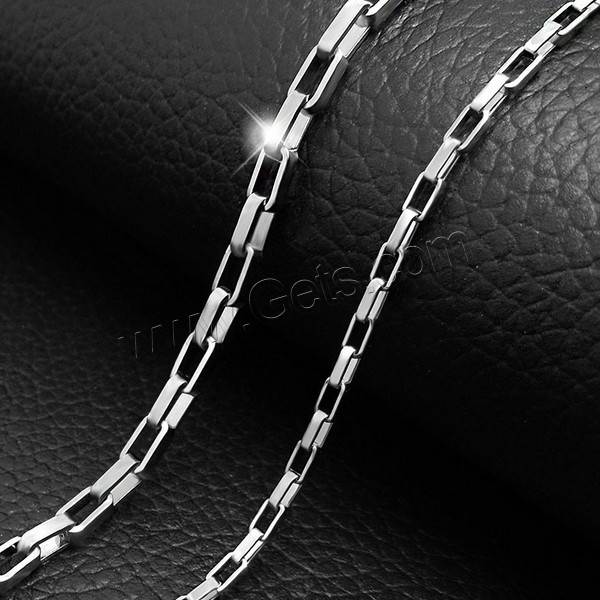 Fashion Stainless Steel Necklace Chain, different length for choice & different size for choice & rectangle chain, original color, Sold By Strand