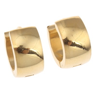 Stainless Steel Huggie Hoop Earring, Donut, gold color plated [
