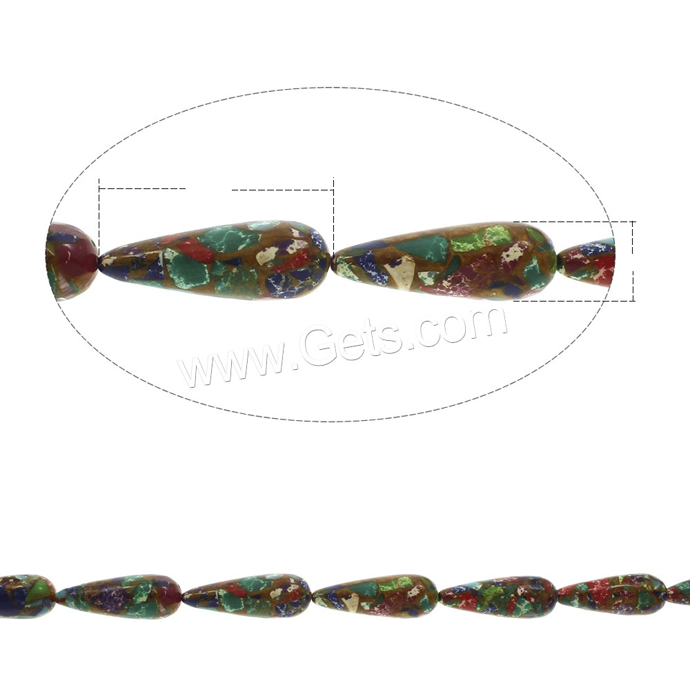 Mosaic Turquoise Beads, Teardrop, different size for choice, Hole:Approx 1mm, Length:Approx 15.5 Inch, Sold By Strand