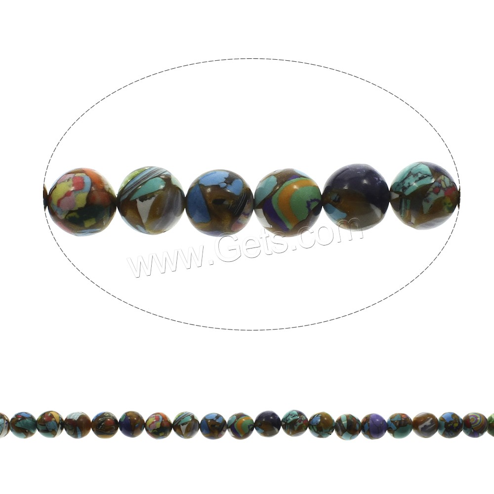 Mosaic Turquoise Beads, Round, different size for choice, Hole:Approx 1mm, Length:Approx 15.5 Inch, Sold By Strand